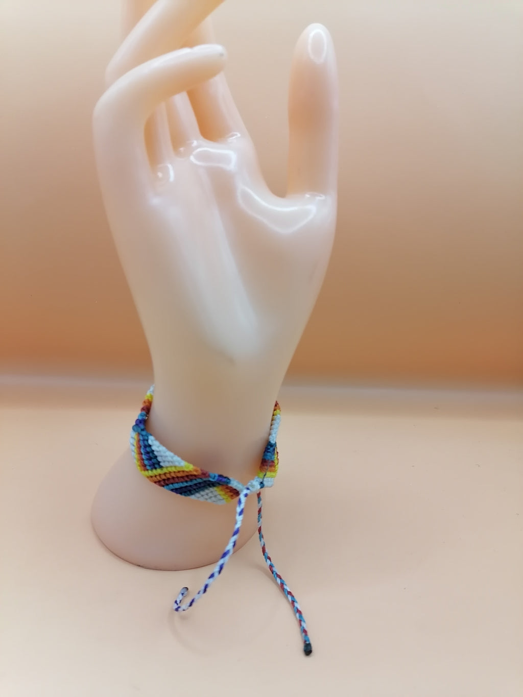 Handwoven Geometric Natural Macrame Cuff