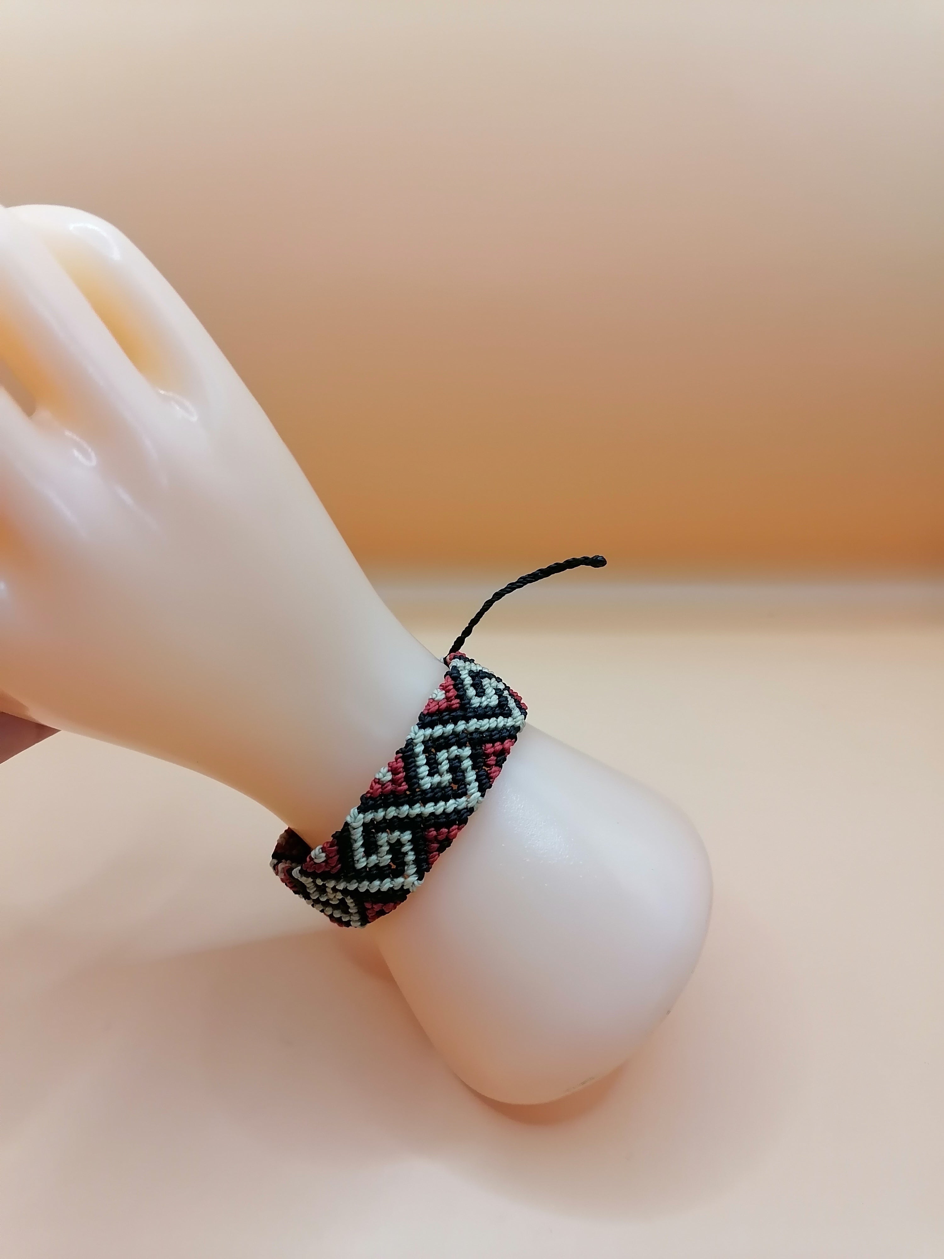 Handmade Macrame Bracelet with Greek Labyrinth Design