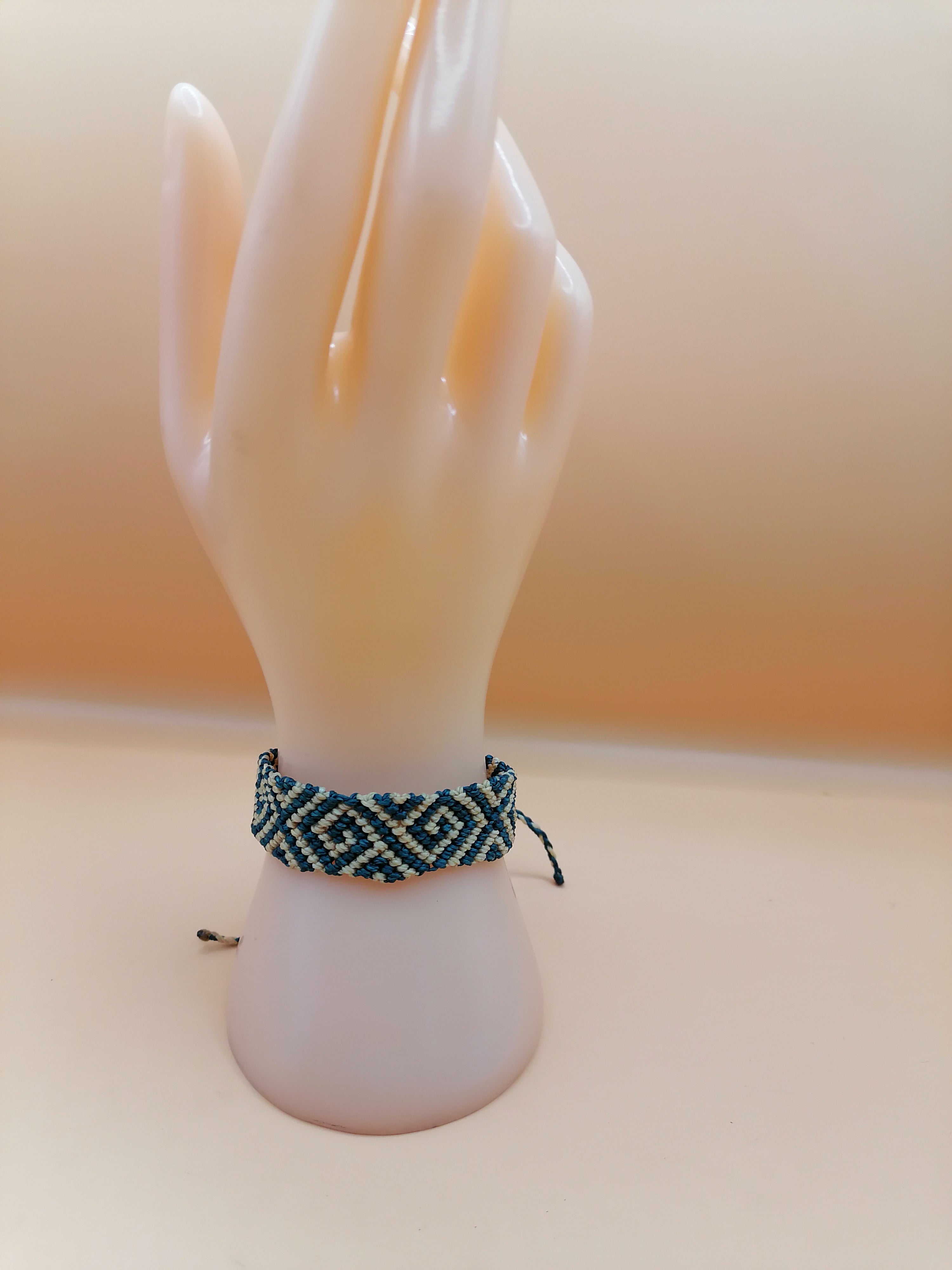 Handwoven Macrame Bracelet with Geometric Designs, Handmade and Adjustable