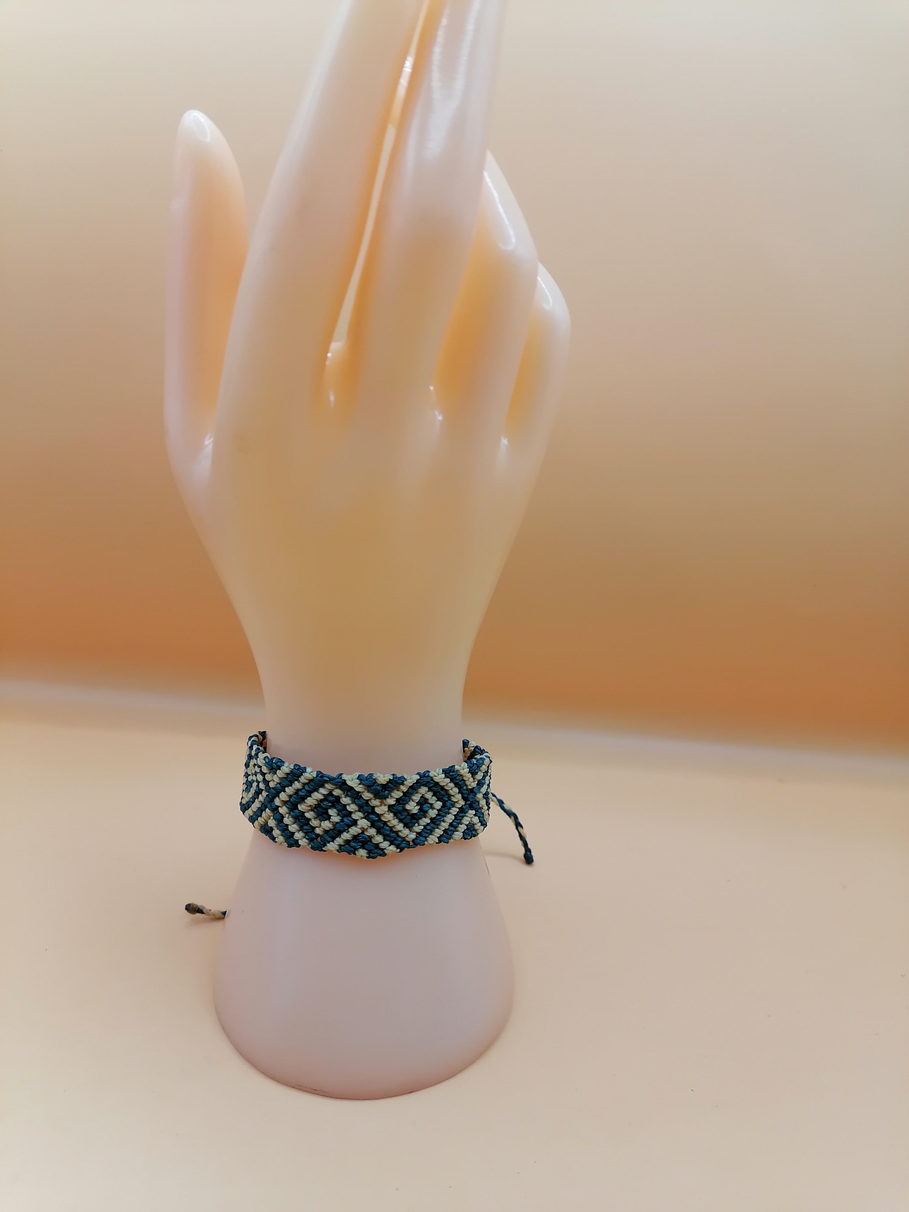 Handwoven Macrame Bracelet with Geometric Designs, Handmade and Adjustable