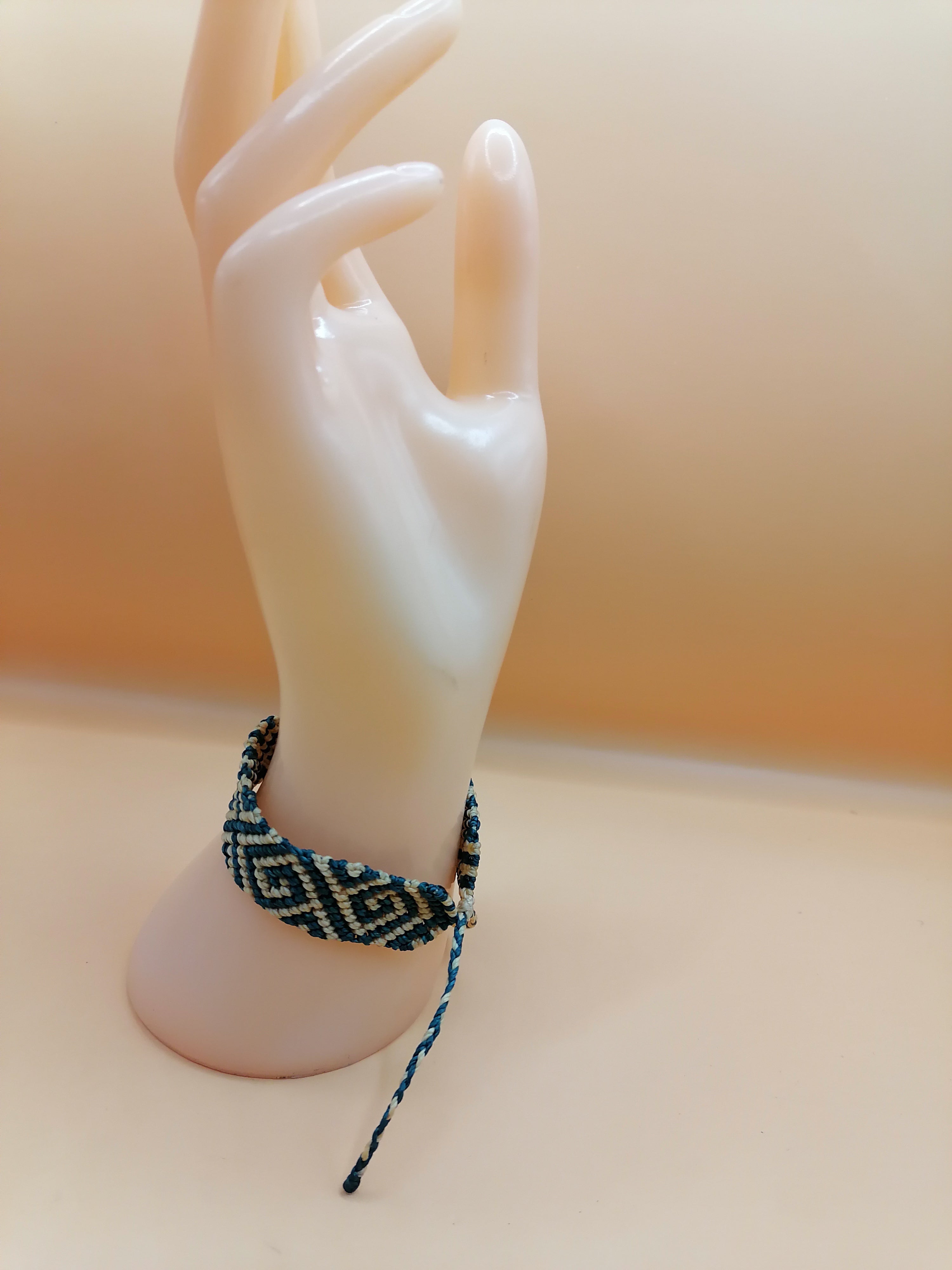 Handwoven Macrame Bracelet with Geometric Designs, Handmade and Adjustable