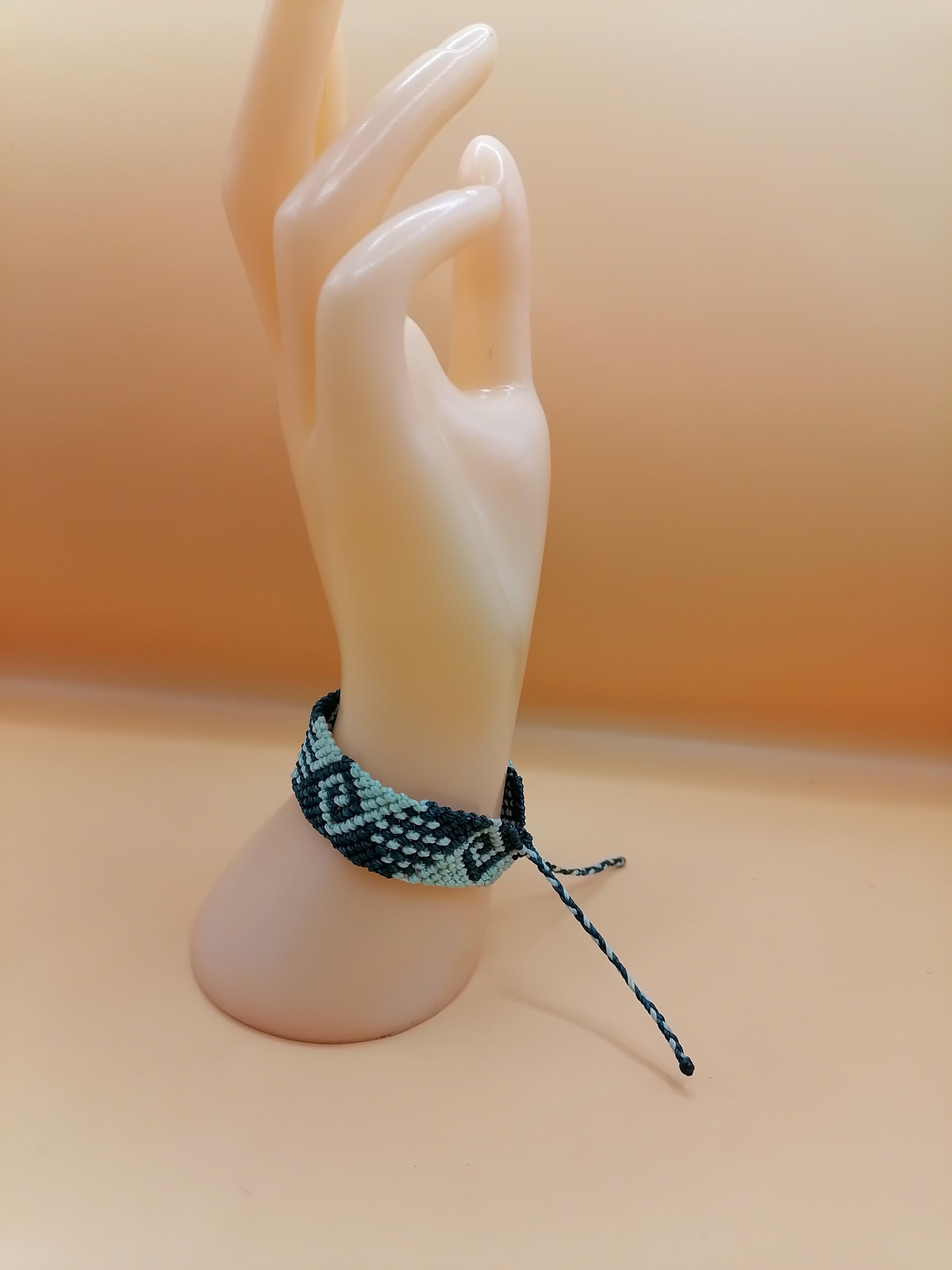 Unisex Woven Macrame Bracelet with Geometric Labyrinth Design
