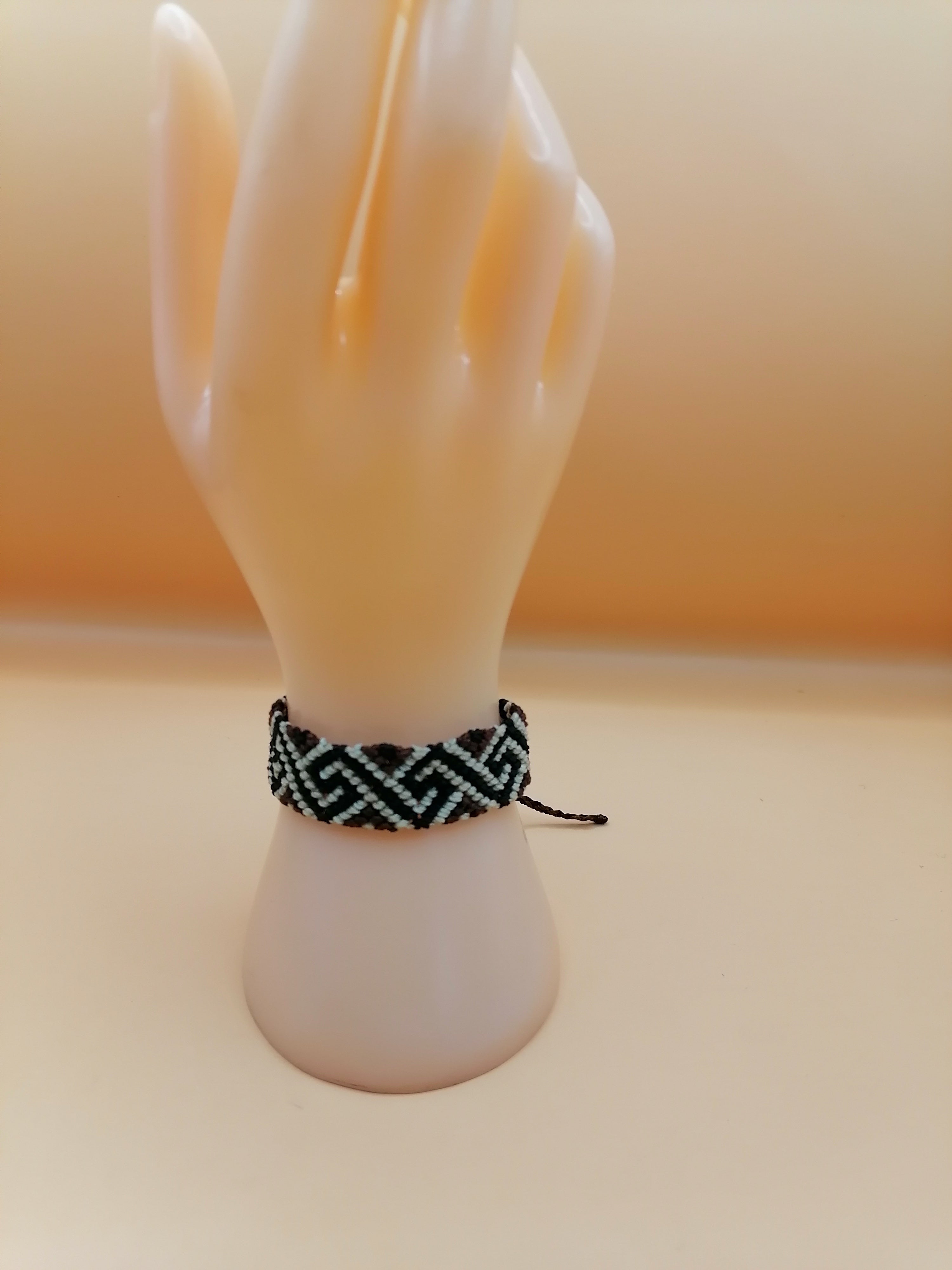 Handmade Macrame Bracelet with Geometric Greek Pattern