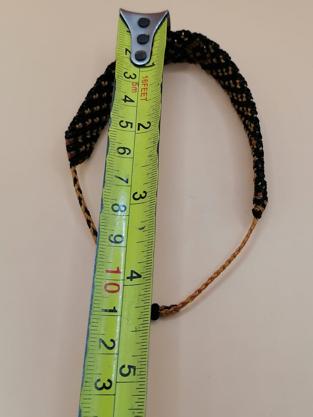 Black Macrame Bracelet with Golden Geometric Designs, Hand-Woven Bracelet