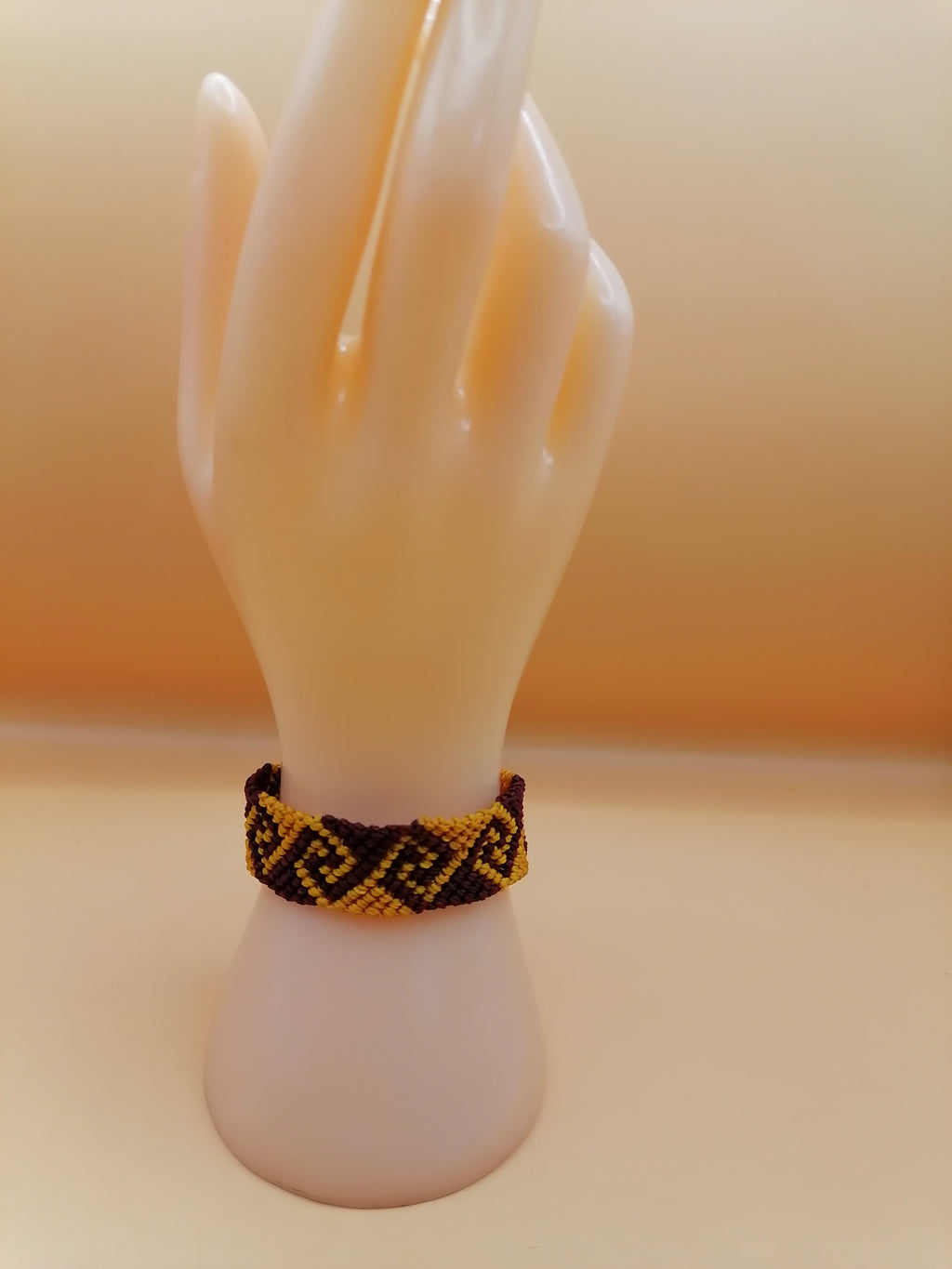Hand-woven Macrame Bracelet with Greek Labyrinth Design