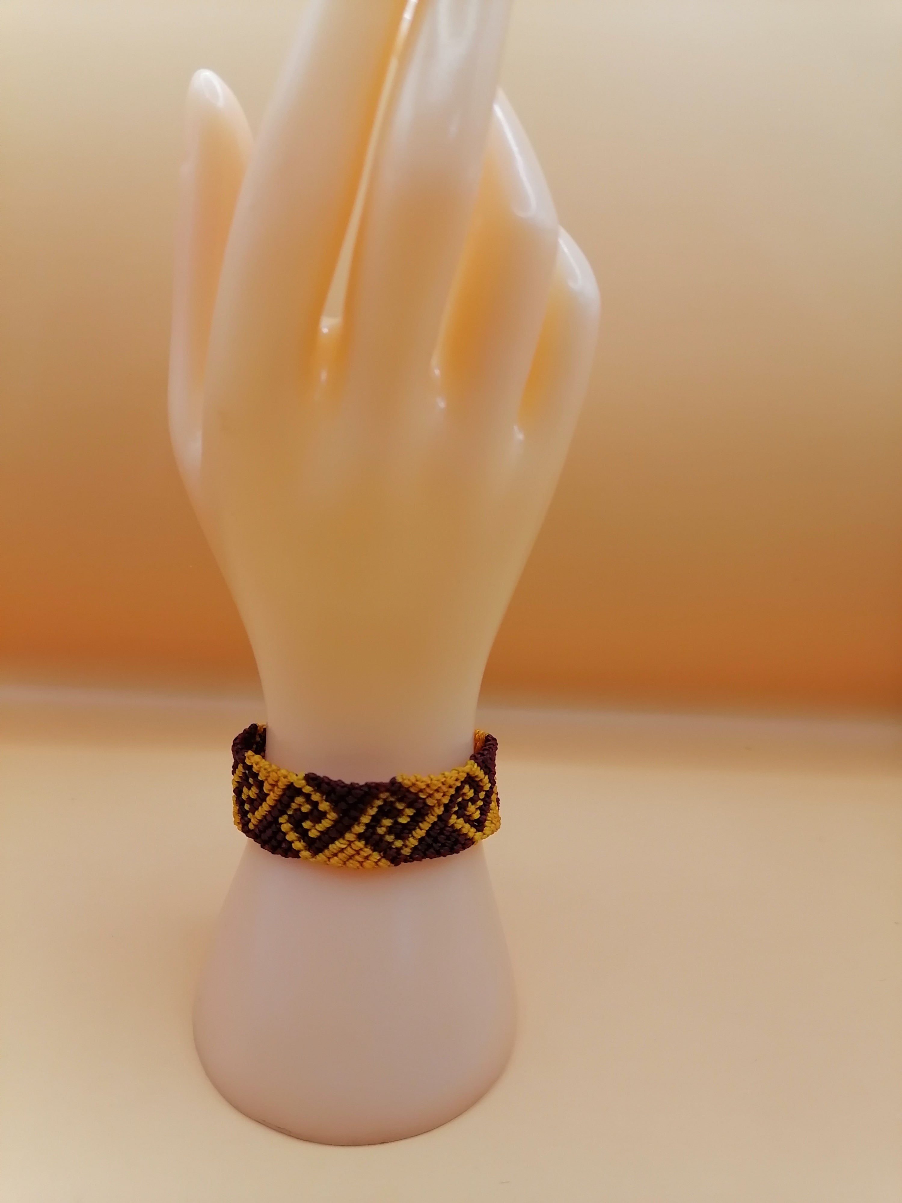 Hand-woven Macrame Bracelet with Greek Labyrinth Design