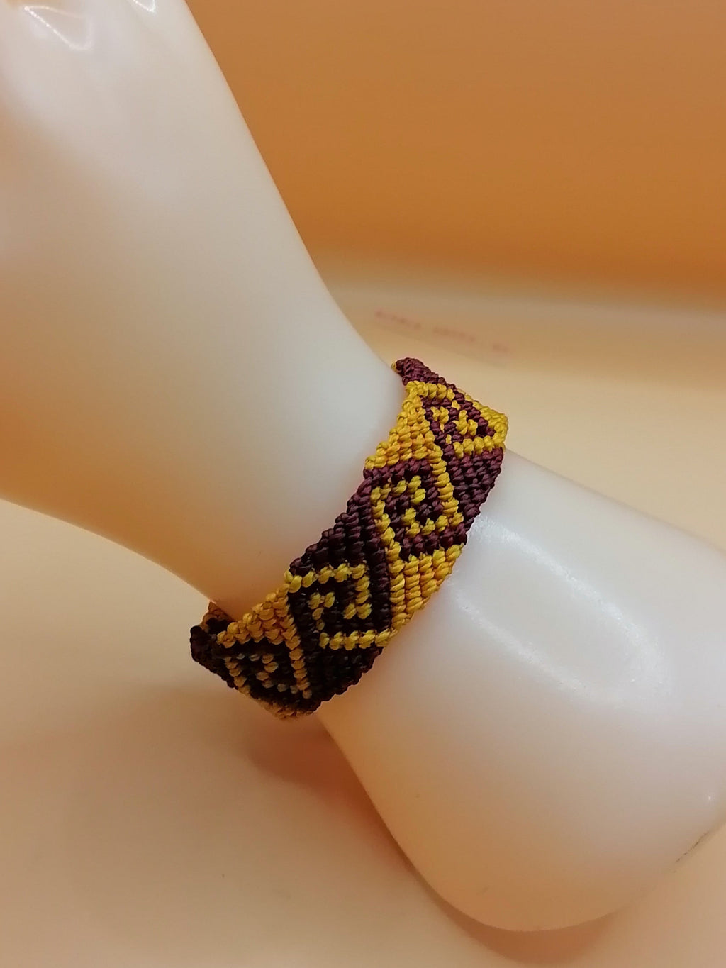 Hand-woven Macrame Bracelet with Greek Labyrinth Design