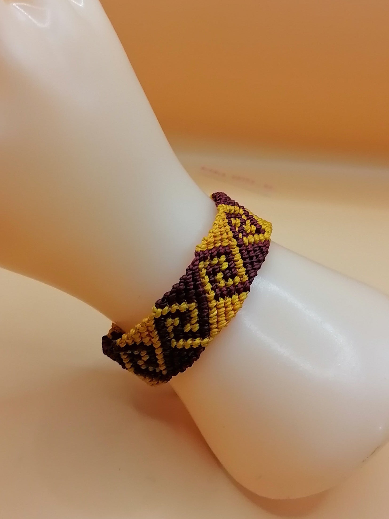 Hand-woven Macrame Bracelet with Greek Labyrinth Design