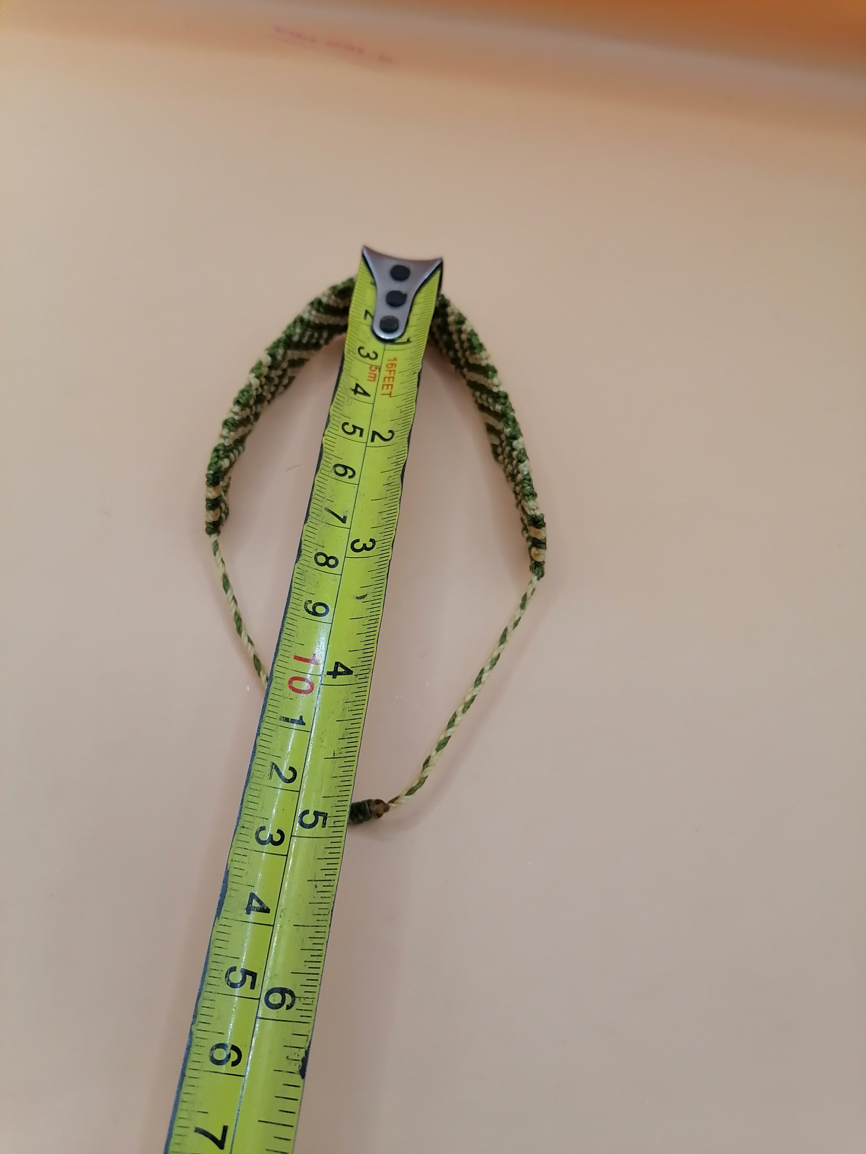 Macrame Woven Bracelet Inca Design Cream Green Andean Inspiration