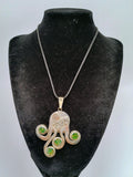 Octopus Necklace Monkey Pendant Nazca Lines Green Stones