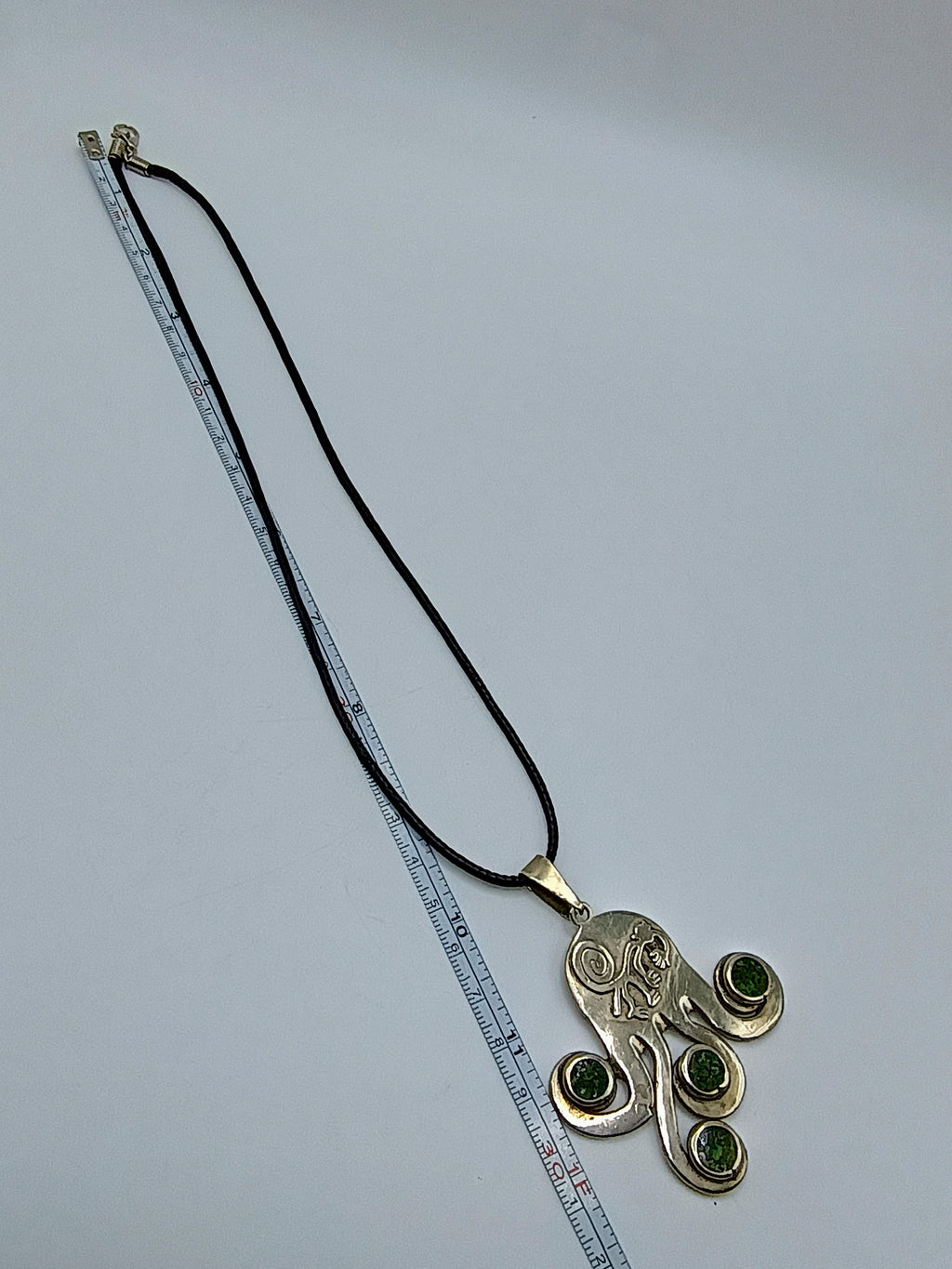 Octopus Necklace Monkey Pendant Nazca Lines Green Stones