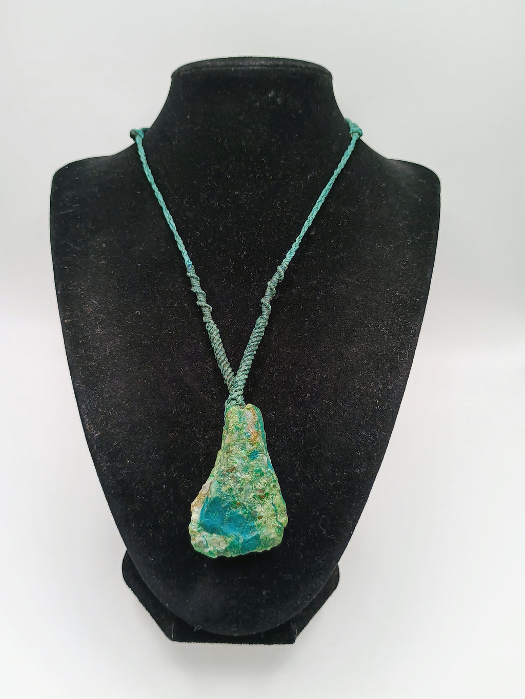 Natural Turquoise Necklace Macrame Handmade Stone