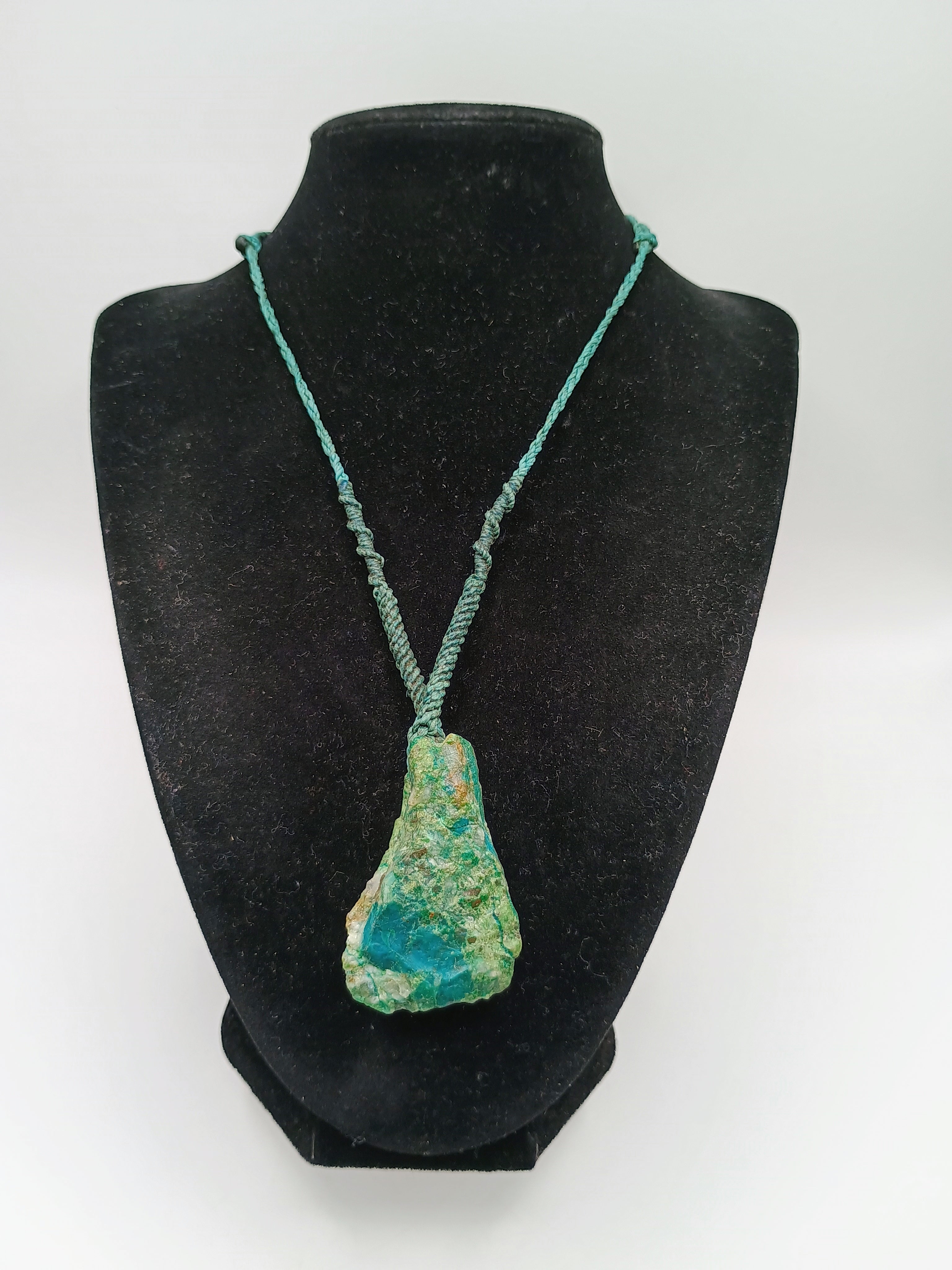 Natural Turquoise Necklace Macrame Handmade Stone