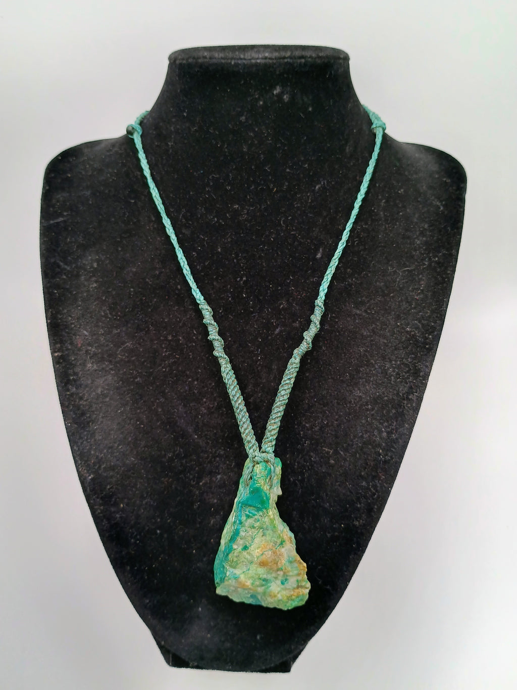 Natural Turquoise Necklace Macrame Handmade Stone