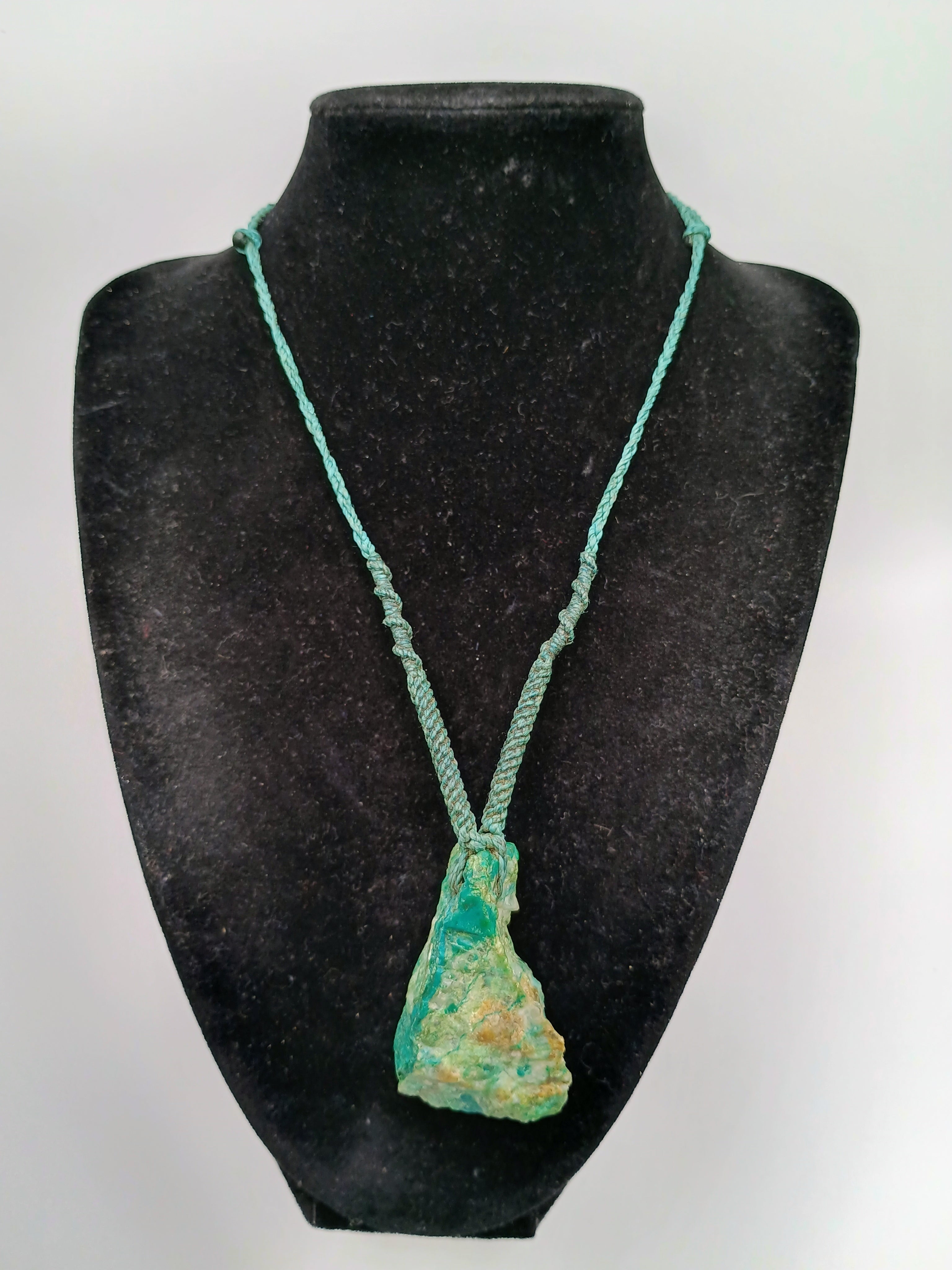 Natural Turquoise Necklace Macrame Handmade Stone