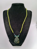 Handmade Macrame Necklace with Carved Corn Pendant - Abundance