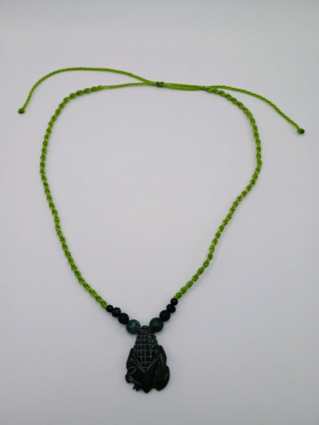 Handmade Macrame Necklace with Carved Corn Pendant - Abundance