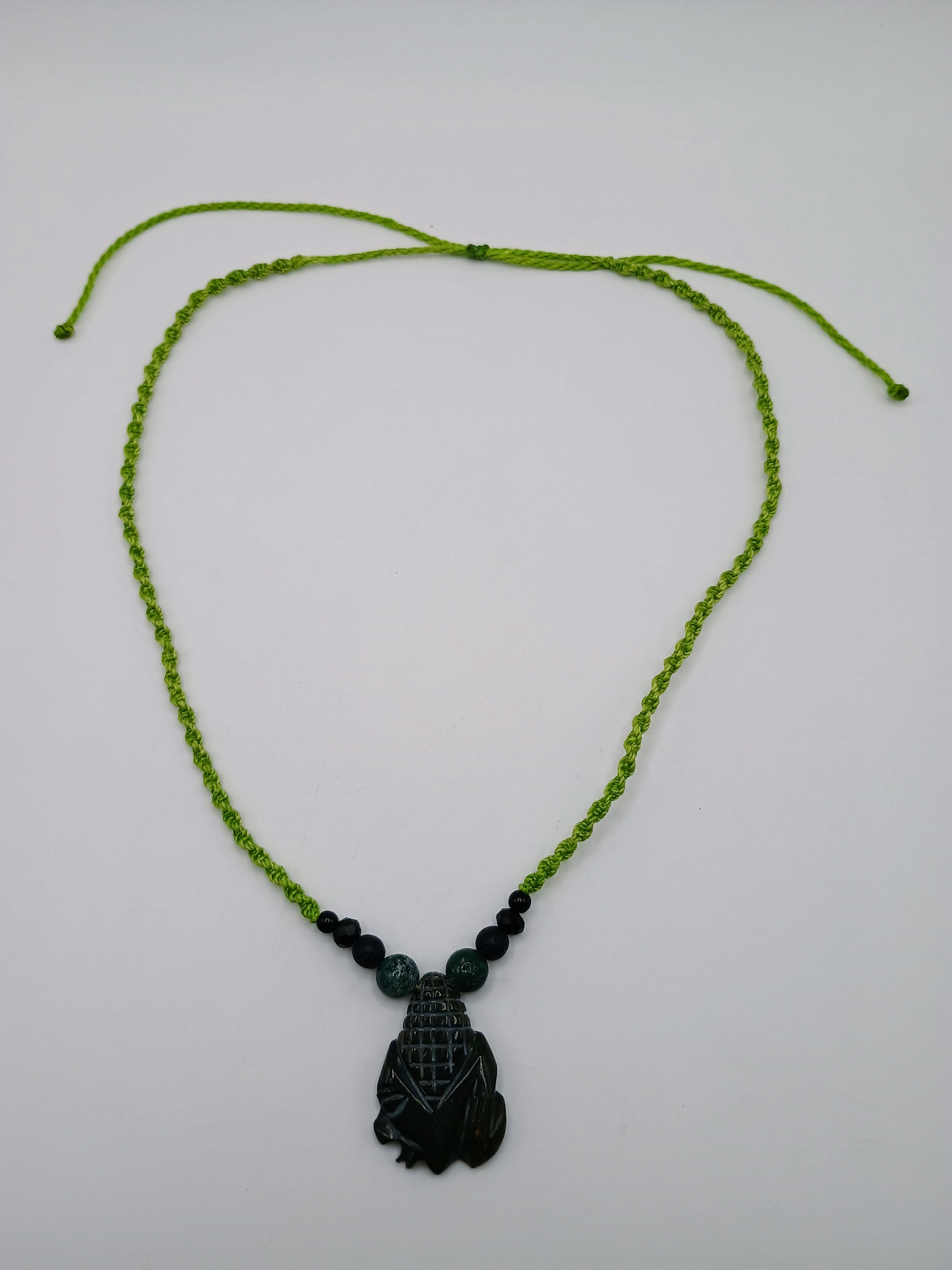 Handmade Macrame Necklace with Carved Corn Pendant - Abundance