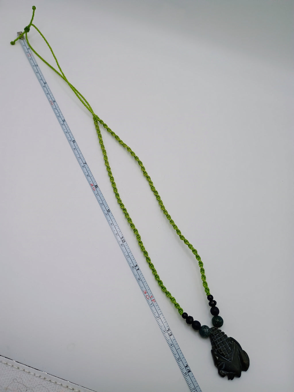 Handmade Macrame Necklace with Carved Corn Pendant - Abundance