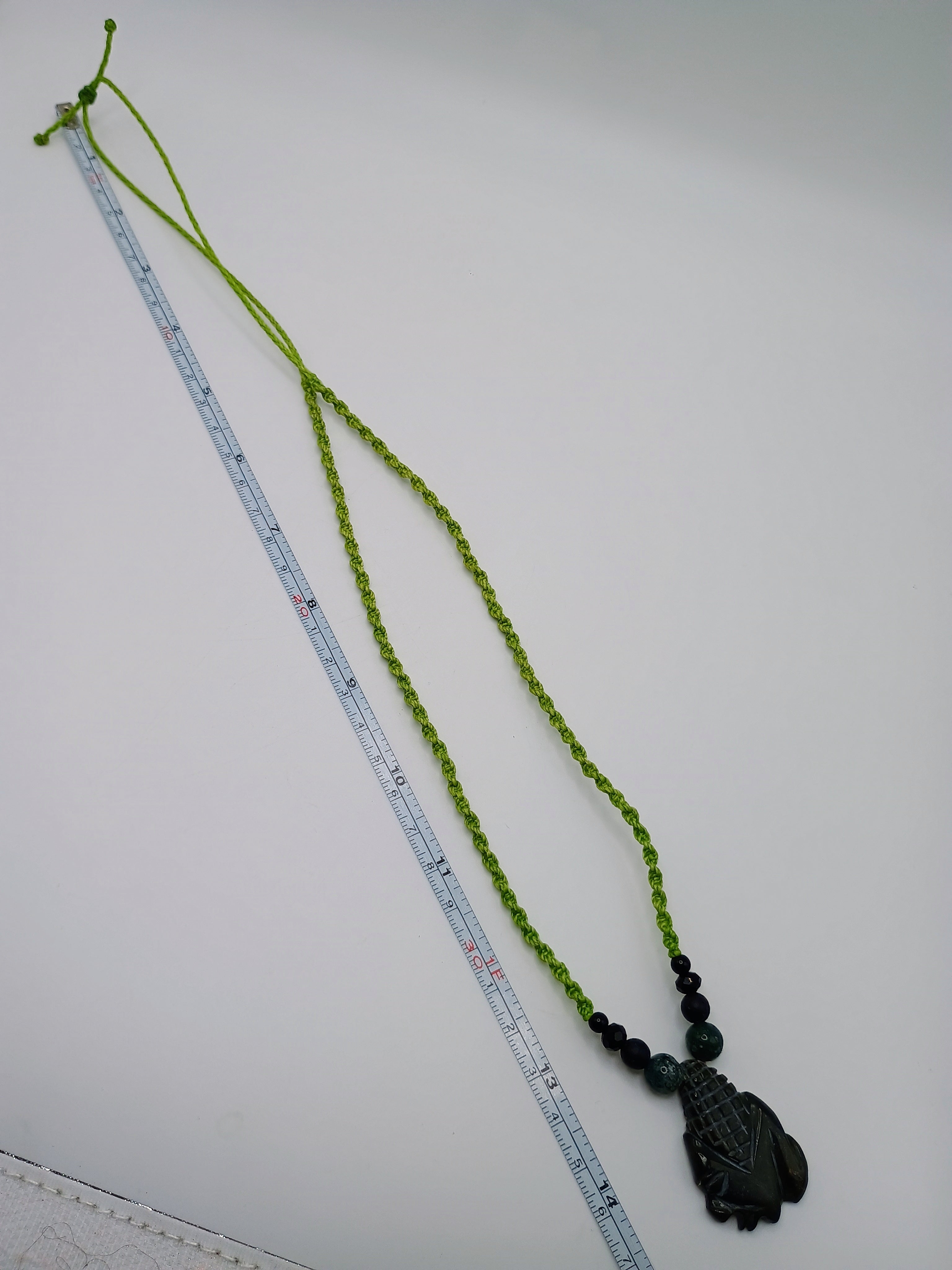 Handmade Macrame Necklace with Carved Corn Pendant - Abundance