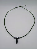 Inca Macrame Necklace Pendant with Hand-Carved Black Stone