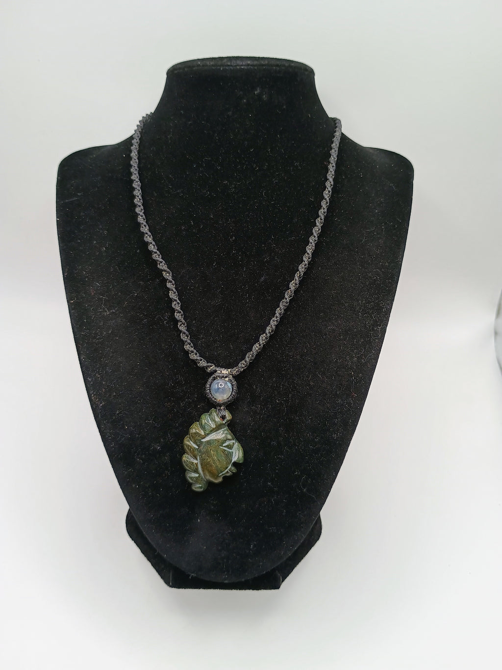 Handmade Macrame Necklace with Natural Stone and Inca Face