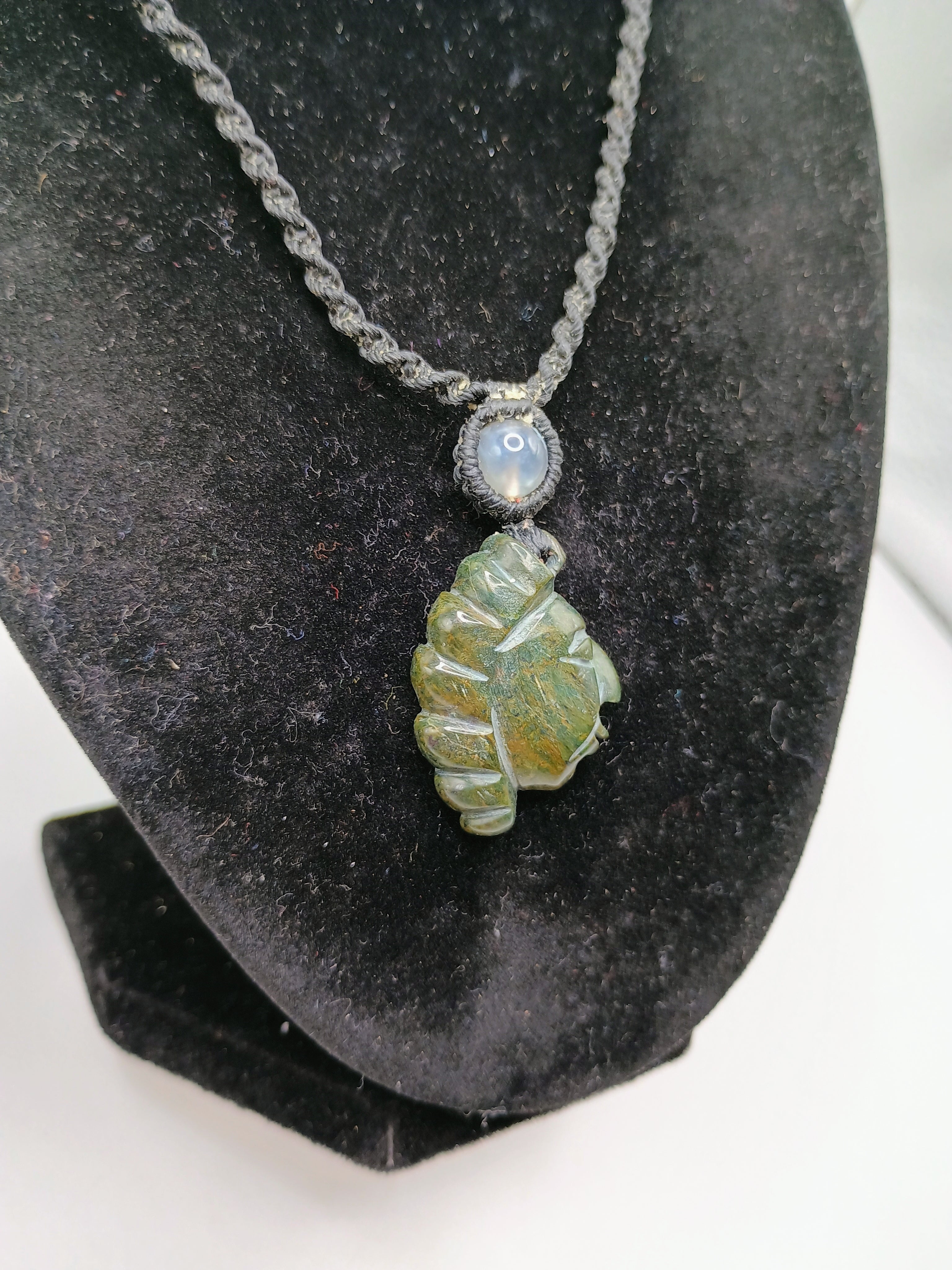 Handmade Macrame Necklace with Natural Stone and Inca Face
