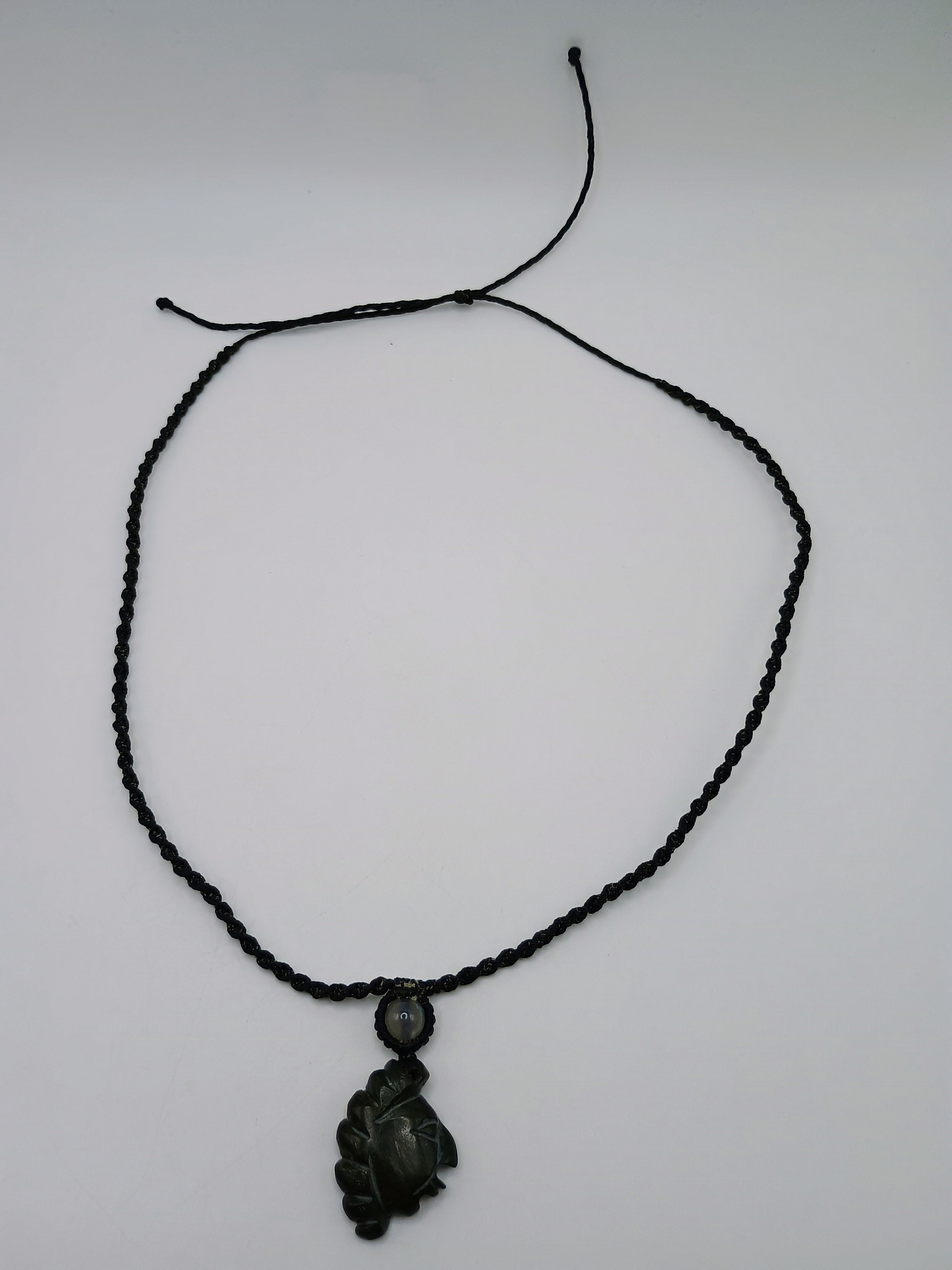 Handmade Macrame Necklace with Natural Stone and Inca Face