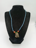 Macrame Necklace with Ancestral Face Carved Stone Pendant