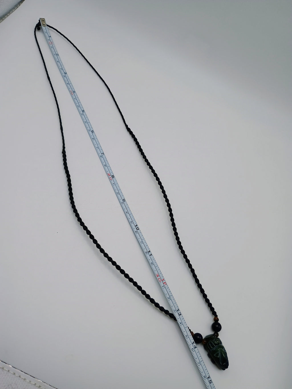 Handmade Macrame Necklace with Carved Natural Stone Pendant