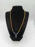 Macrame Necklace Pendant Inca Manco Capac Mask Natural Stone