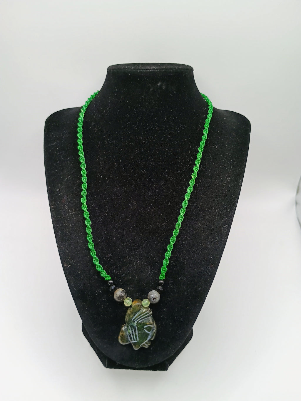 Handmade Macrame Necklace with Natural Stone Pendant and Inca Face
