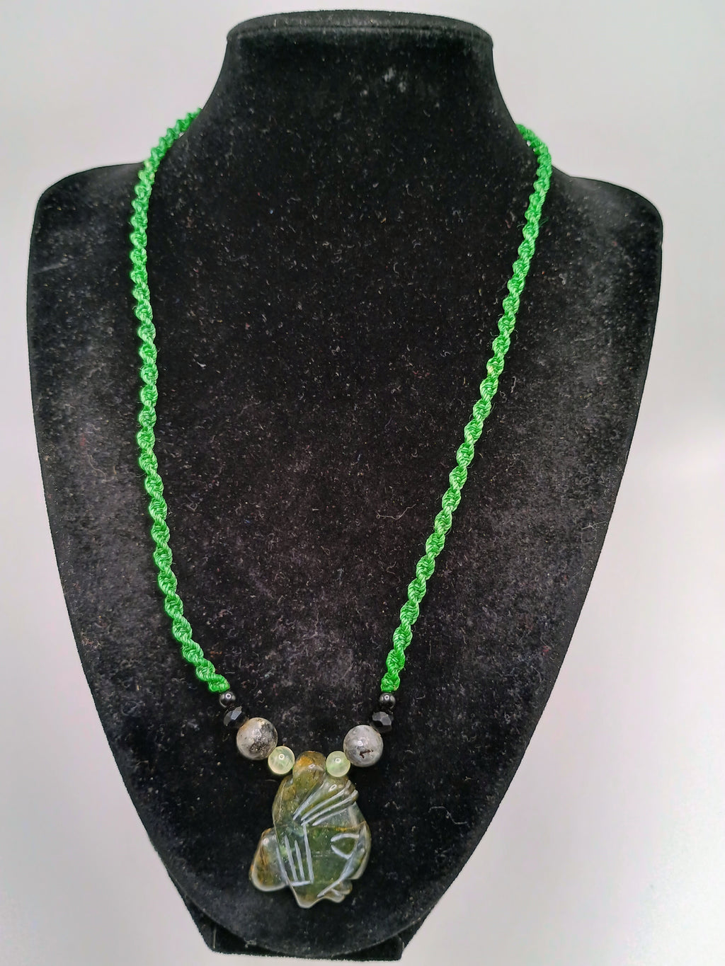 Handmade Macrame Necklace with Natural Stone Pendant and Inca Face