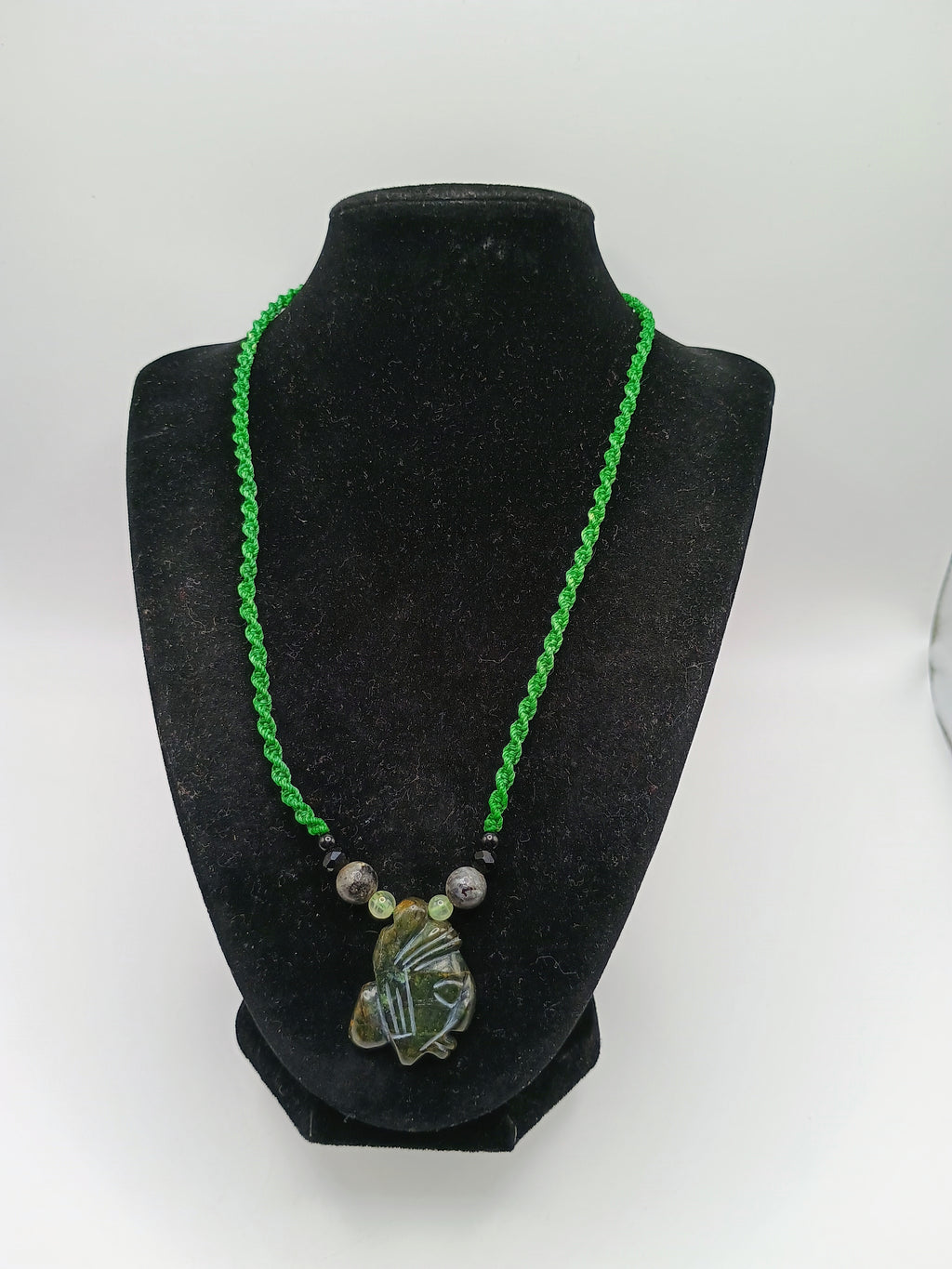 Handmade Macrame Necklace with Natural Stone Pendant and Inca Face