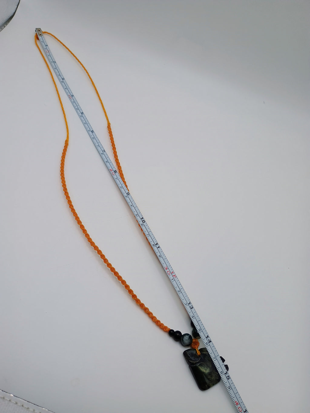 Hand-woven Macrame Necklace Pendant with Chavín Clave Head Stone