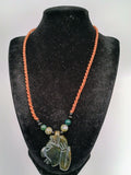 Macrame Necklace Inca Pachacuti Mask Pendant Natural Stone