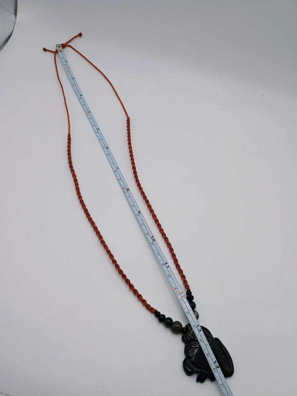 Macrame Necklace Inca Pachacuti Mask Pendant Natural Stone