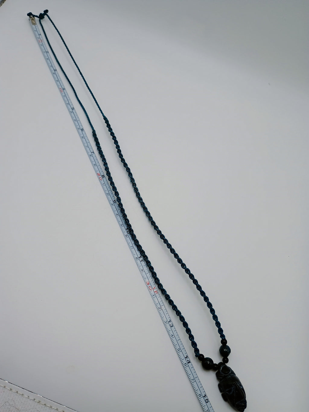 Macrame Necklace with Inca Mask Carved from Natural Andean Stone