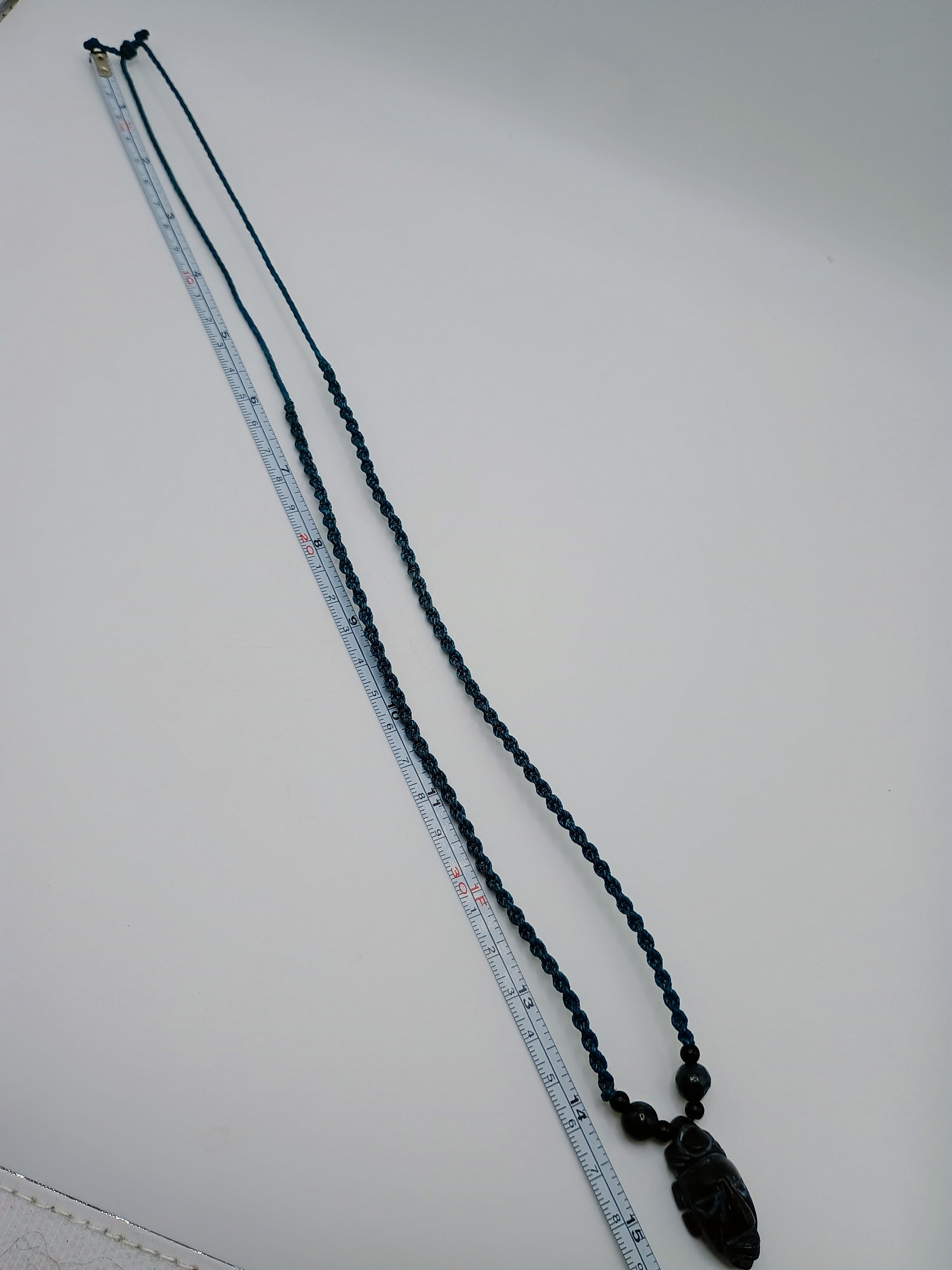 Macrame Necklace with Inca Mask Carved from Natural Andean Stone