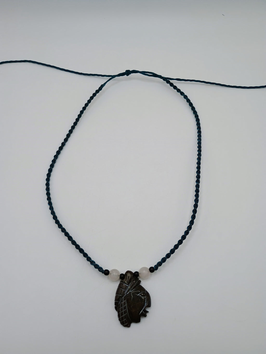 Macrame Necklace Inca Pachacuti Mask Pendant Natural Stone