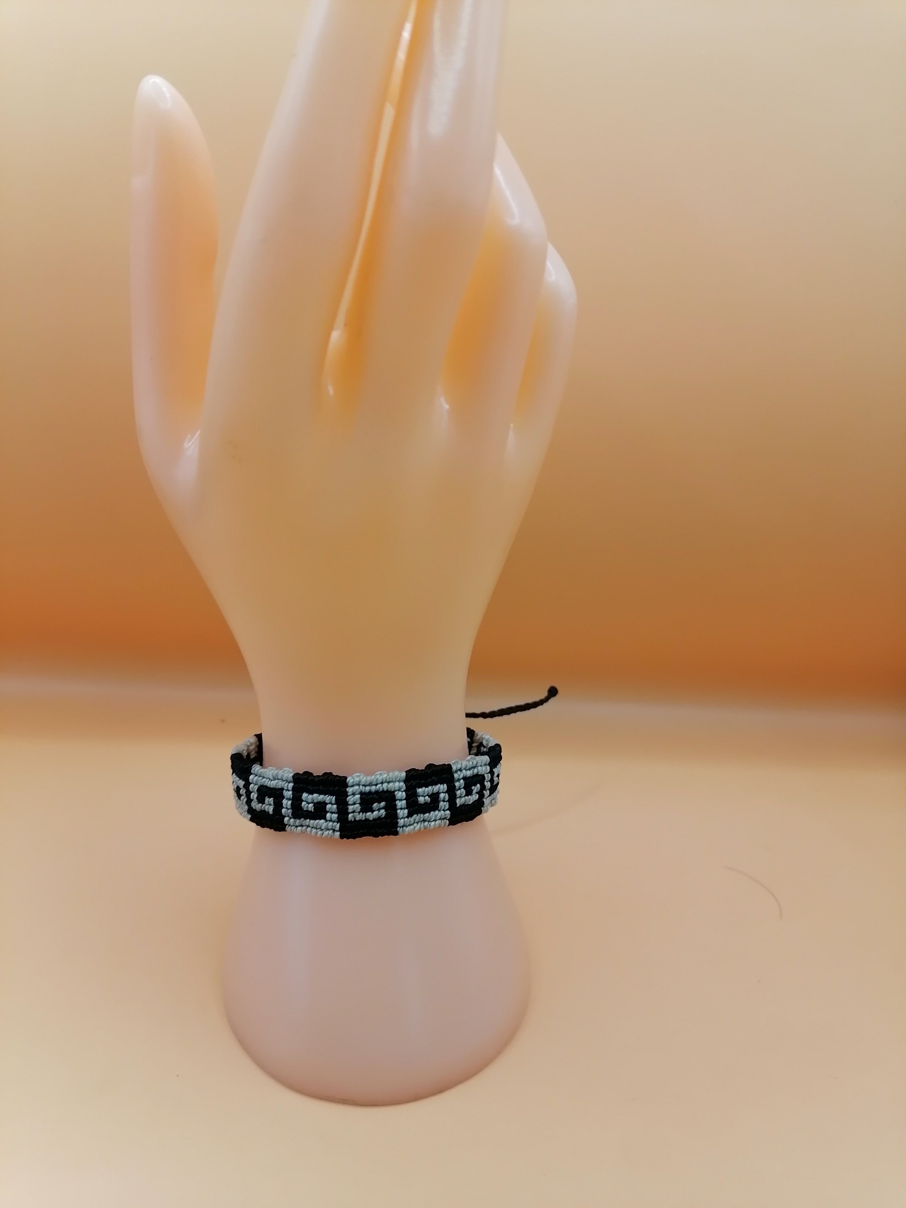 Hand-woven Macrame Bracelet with Andean Inca Labyrinth Design