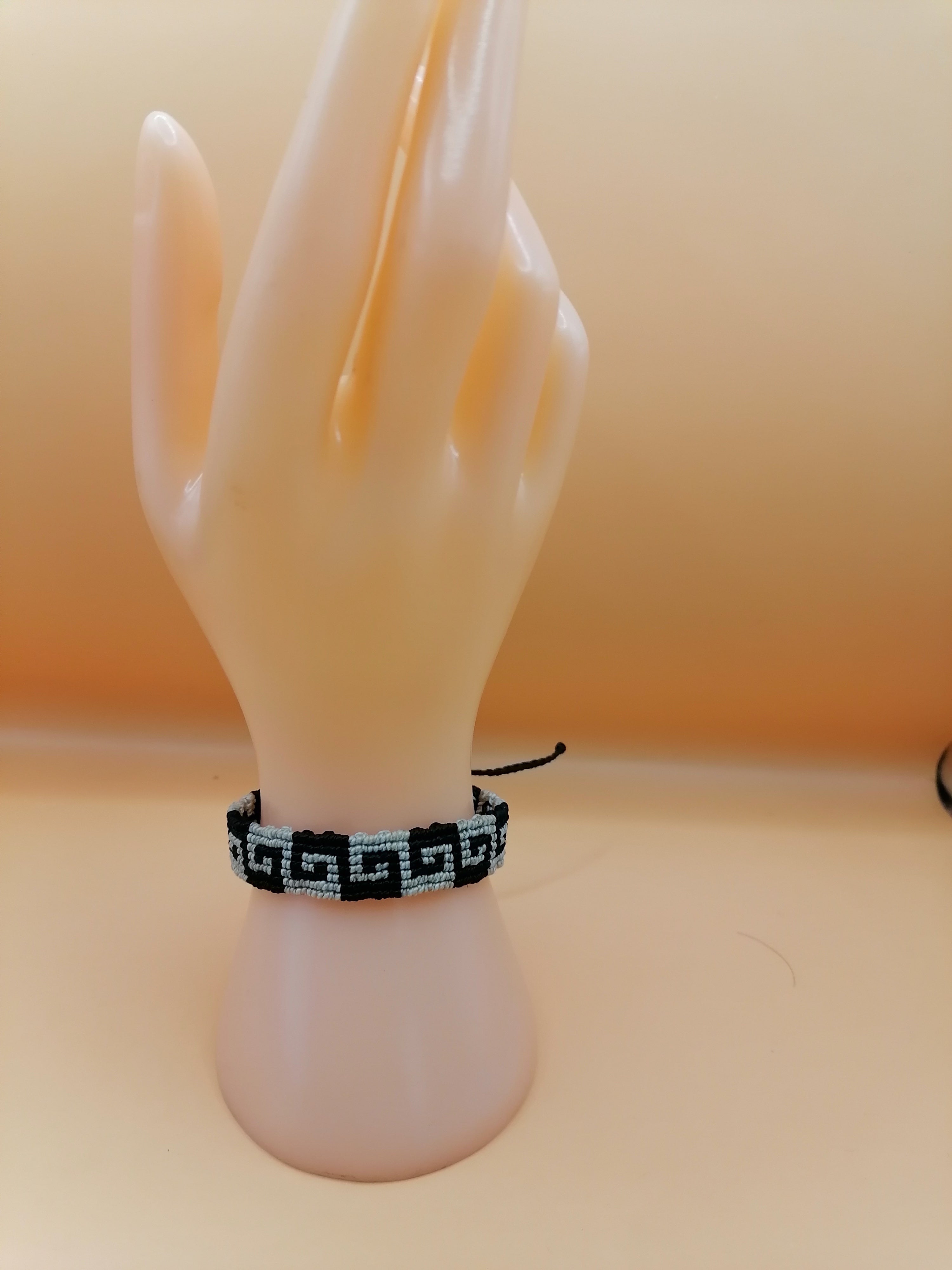 Hand-woven Macrame Bracelet with Andean Inca Labyrinth Design