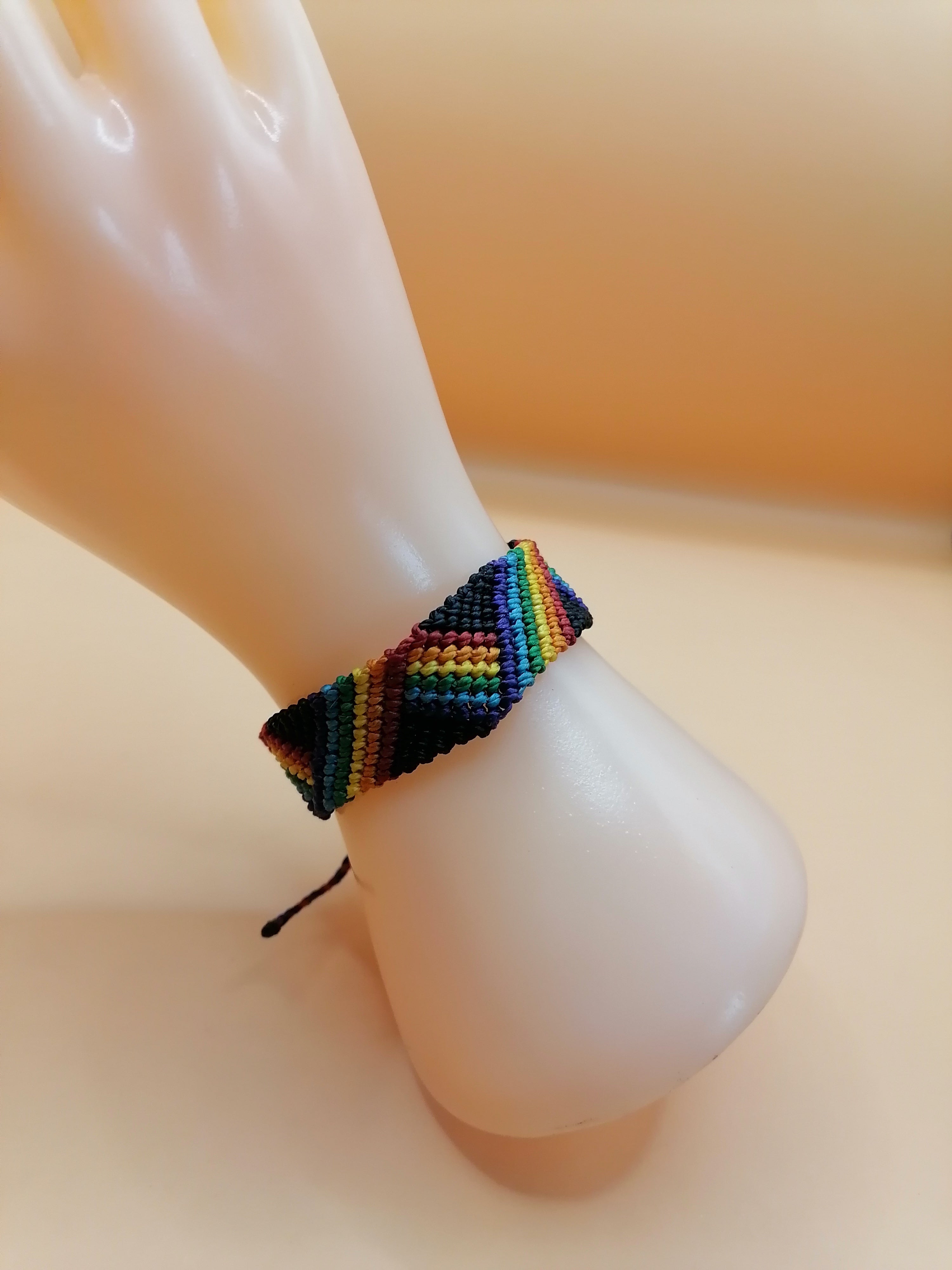 LGBTQ Rainbow Macrame Bracelet Handmade Show Your Pride
