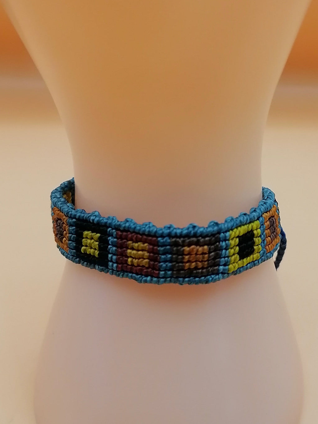 Handmade Macrame Bracelet with Geometric Square Design