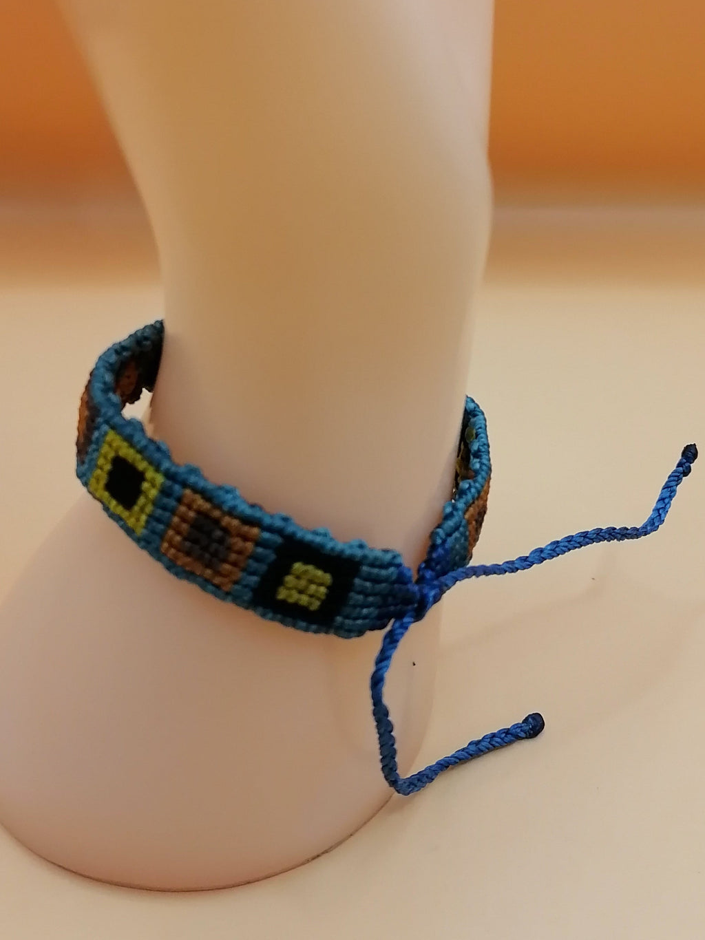 Handmade Macrame Bracelet with Geometric Square Design