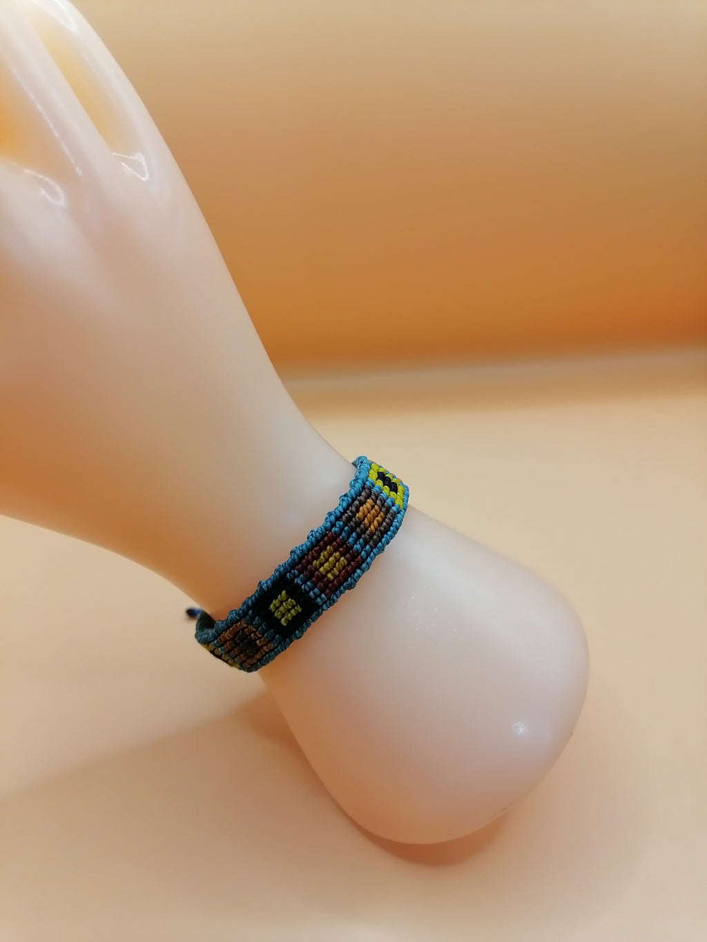 Handmade Macrame Bracelet with Geometric Square Design