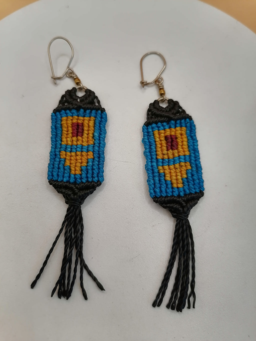 Handmade Macrame Earrings, Geometric Woven Earrings