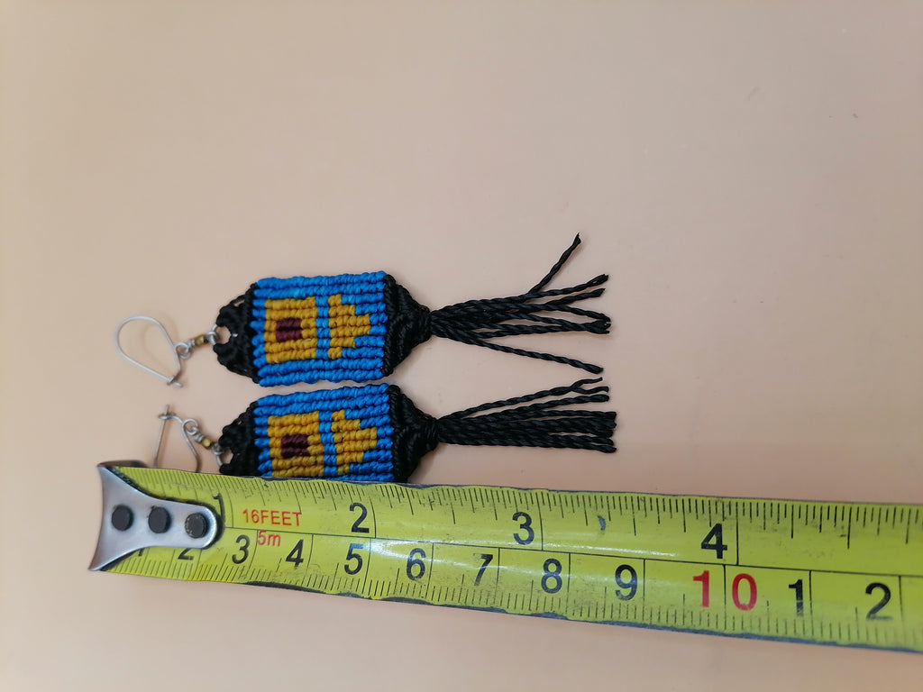 Handmade Macrame Earrings, Geometric Woven Earrings