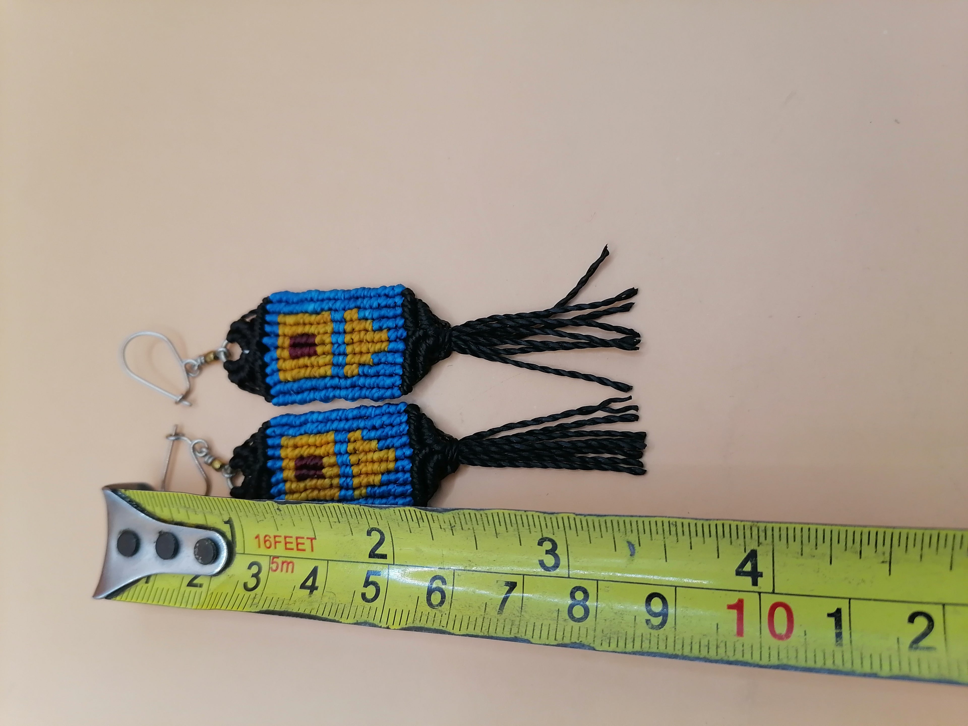 Handmade Macrame Earrings, Geometric Woven Earrings