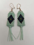 Macrame Fringe Earrings with Geometric Diamond Design